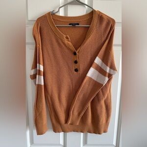 American Eagle Outfitters V-Neck Sweater - Brown and White